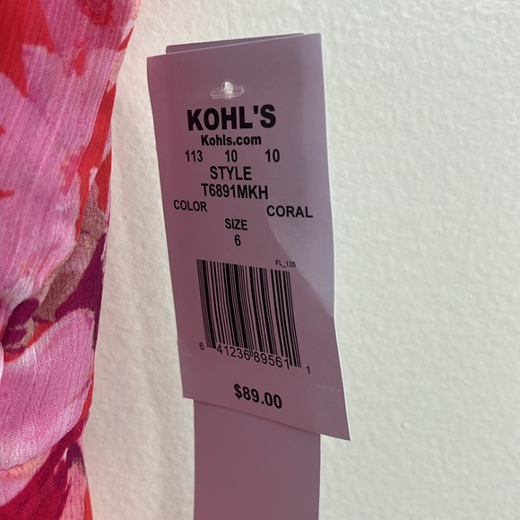 London Times Women’s size 6, pink Ruffled Chiffon Maxi Dress - Picture 5 of 9